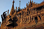 Myanmar - Mandalay, Shwe In Bin Kyaung a wonderful example of the Burmese unique teak architecture and wood-carving art. 